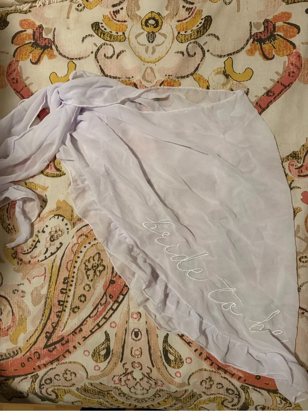 Light Lavender Women's Scarf with Embroidered Detail